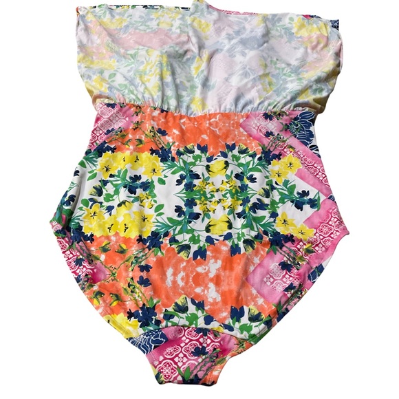 Cacique Size 22 Plus Swim Dress Tankini Top Floral Patchwork Empire Waist Cute - Picture 9 of 13